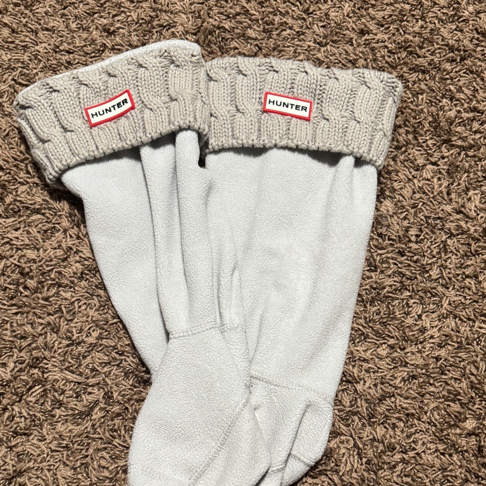 Hunter Cream Boot Socks with Cable Knit Cuff